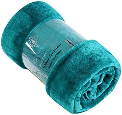 mehvi1 Gaveno Cavailia Soft &amp; Cosy Faux Fur Mink Throw Over Sofa Bed Warm Blanket (Teal, 127/152 Single)