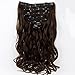 Neverland Beauty 7 Piece 16 Cilps Clip in Hair Extensions Full Head 22 inches Wavy Curly Hair Extension Medium Brown #2/33
