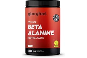 GLORYFEEL Beta alanine en poudre 1000g - 5000mg par portion - Pré-workout pendant 7 mois - Acide aminé végan à haute dose - Beta alanine +99% pure, sans additifs & saveur neutre - Qualité testée en laboratoire