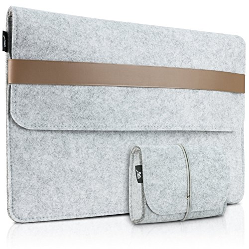 13-13.3 Zoll MacBook Air Hülle / MacBook Pro Retina Hülle, Natur® 13" 13.3" Filz Sleeve Hülle Ultrabook Laptop Tasche aus PU Leder Laptop Schutz Hülle mit Zusatzfächern und extra Beutel - Braun/ Schwarzer PU Verschluss