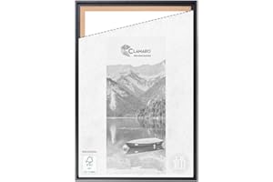 CLAMARO 'SFR35' - Cornice con giunti ombreggiati per telaio da 100 x 140 cm, colore nero opaco, cornice in legno MDF per telai con ganci e materiale di montaggio