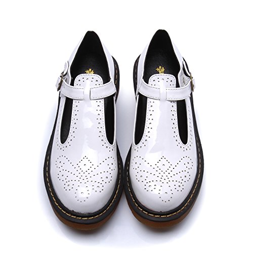 Smilun Damen T Mary Jane Flach Schuhe Klassisch Schnalle Rund Toe - 6