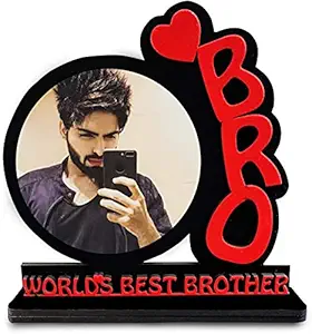 CUDDLY PRINT Bro/World Best Bro/Bhai Personalized/Personalise 1 Photo Frame for Gifts in Creative Wooden Frame |Gifting Frame for All Occasions| (Black, 10x10 inches)