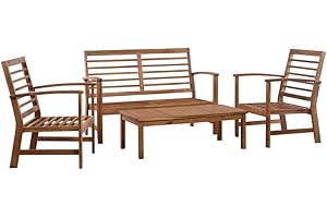 Festnight Set Divani da Giardino in Legno Massello di Acacia, Set di Mobili da Giardino in Legno 4 pz