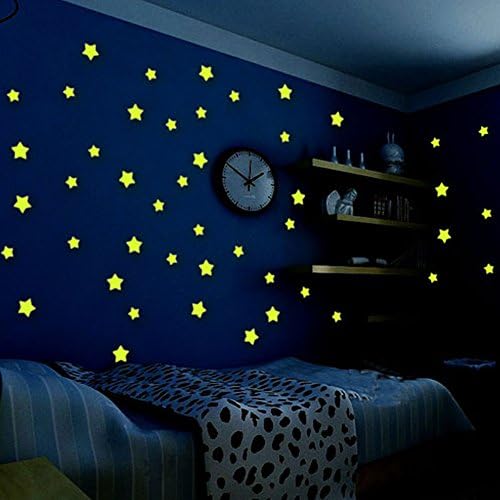 Bairicao Removable Diy Luminous 44 Stars Wall Sticker Glow in the Dark Decals Mural for Bedroom Children's Room (YG-001)