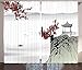 Produktbild BHWYK Asian Curtains, River Scenery with Cherry Blossoms Boat Cultural Hints Mystical View, Living Room Bedroom Window Drapes 2 Panel Set, Ruby Grey,110 W X90 L inch