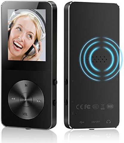HccToo MP3 Player, 8GB Portable Lossless Sound HIFI Music Player Build-In Speaker 30 Hours Playback With FM Radio/Voice Recorder/E-Book Function Expandable MicroSD Slot Support 32GB (Black)