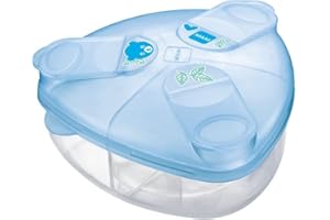 MAM Formula Dispenser | Stores 40g Per Serving and Holds 3 Servings | Spill-Free Snap Cover for Easy Opening | Baby Accessories | Blue (Various Designs)