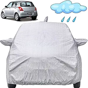 Autofact Waterproof Car Body Cover Compatible with Maruti Swift (2005 to 2011) with Mirror and Antenna Pockets (Shinning Silver)