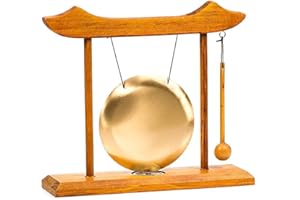 ‎PANOTOPHIA Tischgong mit Klöppel und rotem Holzrahmen - 25x22 cm