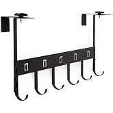 Adjustable Door Back Hanger Metal (1PC) | Door Top Organizer with 6 Hooks | No Mounting Required Hanger | Coat Bag Towel
