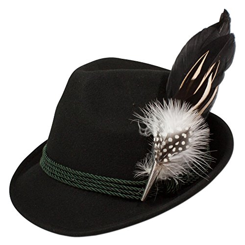 Preisvergleich Produktbild Alpenflüstern Damen Filzhut Trachtenhut Hahnenschlappenfeder ADV02600M00 schwarz