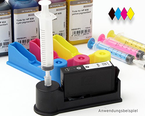 Komplettset mit Refilladapter für Original HP 934, HP 935 Tintenpatronen mit 4x 250ml Druckertinte, Nachfülltinte für HP Officejet PRO 6820, PRO 6800 Series, PRO 6830, PRO 6230 - 3
