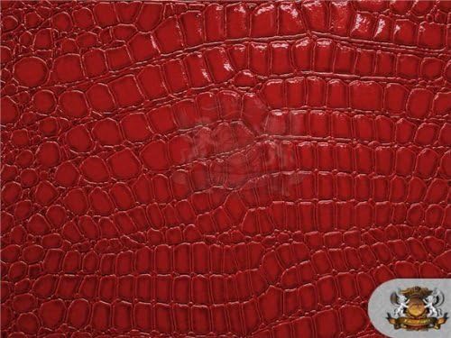 Vinyl Crocodile RED Fake Leather Upholstery Fabric By the Yard by Fabirc Empire