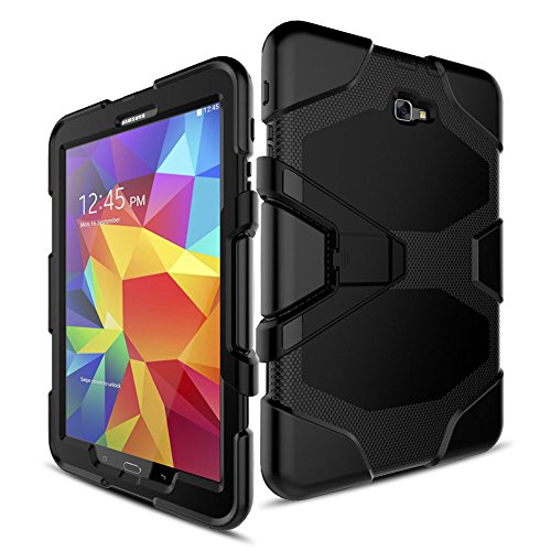 For Samsung Tab A 10.1 T580 Hülle,HAVE1SEE Heavy Duty Shockproof Hybrid Rugged Rubber Protective Stand Hülle For Samsung Tab A 10.1 T580 Schwarz