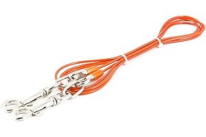 Ancol PVC Easy Tie Out Dog Lead Orange Comfortable Training Cable Leash for Dogs - Durable Chew Resistant Rainproof Design - Small