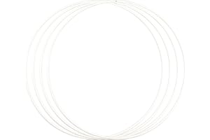 Vaessen Creative Anello in Metallo Ø 30 cm x 3 mm 4 Cerchio Decorativo Bianco-Filo Metallico, Fiori Secchi, Macramè, Acchiappasogni, Mobile Fai da Te e Decorazioni da Parete, 30 cm