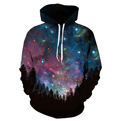 shepretty Galaxy Hoodie Coloré HD 3D Imprimé Pullover Unisex à Manches Longues
