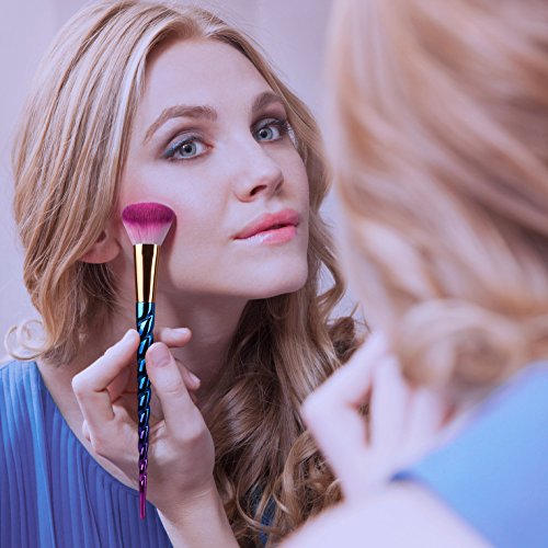 Bunte Pinselset mit 12 Stk und Professional Make up schminkpinsel mit leder Schutzhülle (mehrfarbig) - 6