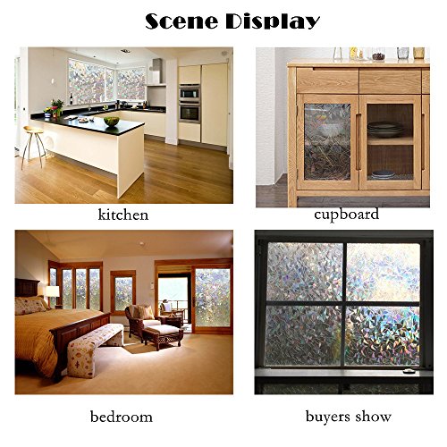 Zindoo 3D hochwertige Premium No-Kleber Fensterfolie Sichtschutzfolie Statisch Folie Selbstklebend Privatleben Frost Glas-Fenster-Film-Aufkleber Anti-UV 45*200cm. - 5