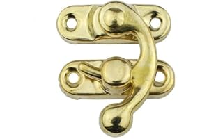 WAITLOVER 1pcs Antique Brass Metal Bronze Hook Purse Hasp Lock Vintage Wooden Jewelry Clasp Hasps Buckle Box Retro Latch Catch Latches