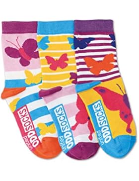 United Oddsocks–burro–ragazza–taglia 27–30–3calzini = 3ecocombi–Farfalle