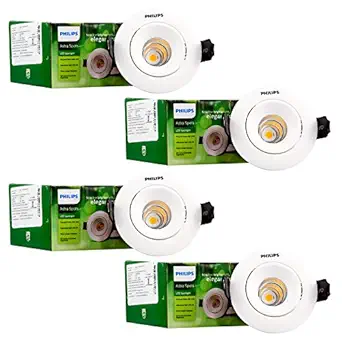 PHILIPS 3W LED Spots Light, Warm White, Pack of 4, (59145)