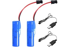 Dhqkqg 2 PCS Li-ion Battery 3.7V 1000mAh,Rechargeable Lithium Batteries with Usb Charger SM-2P Plug Connector,Universal Li-ion Battery for TB202 TB201 TM201 TM202 TC141 DE35 DE38 DE40 DE50 RC Car