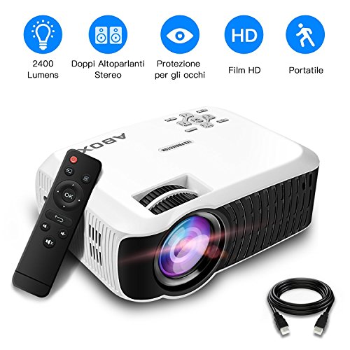 Proiettore 2400 Lumens Full HD Alta LuminositÃ , GooBang Doo T22 VideoProiettore LCD 1080P Portatile per Home Cinema Giochi Film Presentazioni