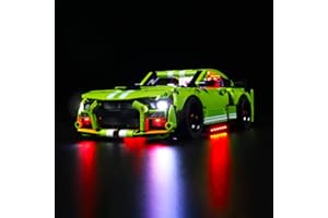 LocoLee Set de Luces LED para Lego Technic Ford Mustang Shelby GT500 42138 (No Modelo Lego),Kit de Iluminación LED para Lego Technic 42138,Solo Juego de Luces