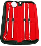 CANDURE® - Set of 4 Pieces Dental - Tartar Calculus Plaque Remover Tooth Scraper- Dental Mirror & Scaler Set - comes in Black Kit