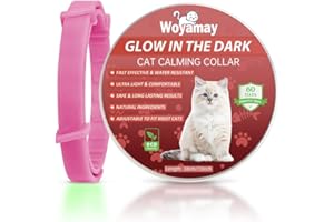 Woyamay Collier Apaisant pour Chats, Lumineux Ajustable Anti-Anxiété Collier Calmant pour Chat, Naturel Pheromones Effet Apaisant Collier Chat pour Petits, Moyens et Grands Chats Rose Vif