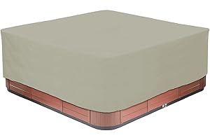 LDIW AMGJ Outdoor Spa Cover for Hot Tub 210D Oxford Fabric Waterproof UV Protection Square Hot Tub Cover, Beige,200x200x85cm