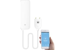 Luminea Home Control Wassermelder Alexa: WLAN-Wassermelder, externer Sensor, App, bis 2 Jahre Batterie-Laufzeit (Wassersensor Alexa, Wassermelder Alexa kompatibel, Wasserstandssensor)