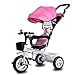 Produktbild Luxus 4-in-1 Kind Dreirad Fahrrad Boy's Bike Mädchen Fahrrad für 6 Monate-6 Jahre alt Baby drei Räder Trolley mit Markise und Eltern Griff | Dämpfung | Gummirad | Vollkunststoff-Rad ( Farbe : Pink , größe : B-Stil )