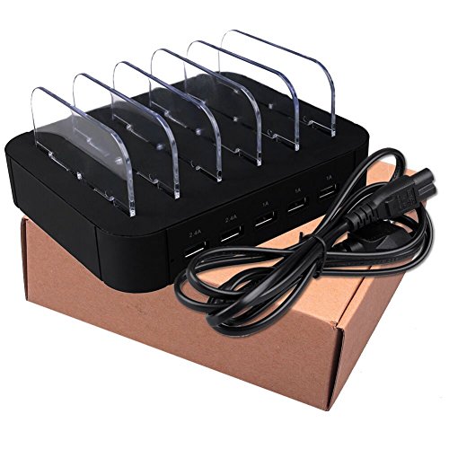 AcTopp USB Ladestation Multiport USB Universal Dockingstation Ladegerät Ladedock 5 Ports USB Ladestation gehostete Desktop Ladestation Ladeeinrichtung für Handys Tablets Kindle - 7
