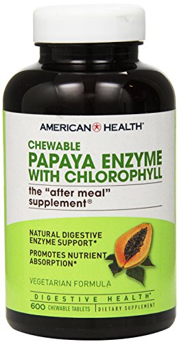 American Health Papaya Enzyme with Chlorophyll Chewable Tablets, 600 Count
