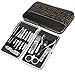 Liying ®12 Pieces Professional Personal Manicure Set Nail Care Travel & Grooming Kit Tool Set In Portable Fashion Leather Wallet Pouch Pedicure Set Gifts Case (Black 12Pcs)