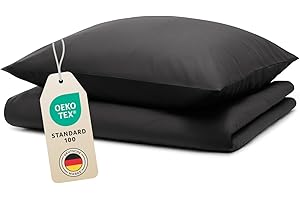 ‎BLUMTAL Blumtal Bettwäsche 135x200cm + 80x80cm Kopfkissenbezug - OEKO-TEX zert. Mikrofaser Bettwäsche Set - Mikrofaser Bettbezug bis 95 °C - Deckenbezug + Kissenbezug 2-teilig - Bettbezug Anthrazit
