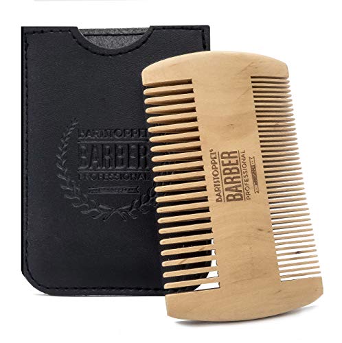 Bartstoppel© Bartkamm - Antistatisch Echtholzkamm Walnuss-Holz - Barbershop Qualität Germany mit Etui