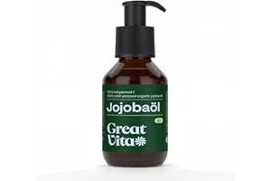 ‎MEA VITA GreatVita Bio Jojobaöl Gold 100 ml mit Pumper | 100% rein & kaltgepresst - Feuchtigkeitspflege für Haut & Haare | Trägeröl für Massage & Aromatherapie - trockener Haut & Kopfhaut