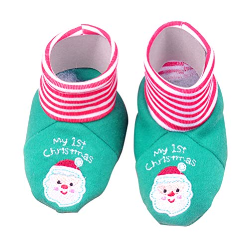 Preisvergleich Produktbild STOBOK Baby Booties Kleinkind Weihnachten Santa Hausschuhe Winter warme weiche Hausschuhe Säuglingsstiefel für Baby 0-12 Monate grün