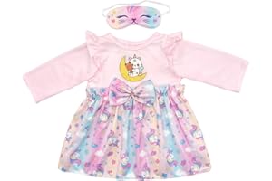 ZWOOS Vestiti per Bambole 50-55 cm, Vestito Rosa Compatibile con New Born Baby Bambole, Regali per Ragazze, Bambini