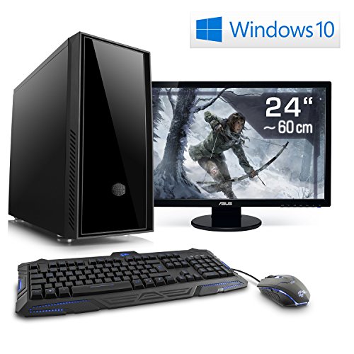 CSL Speed Vision X7771 Gaming inkl. Windows 10 - Leiser Gamer PC mit Intel Core i7-7700K 4x 4200MHz, 16GB DDR4 RAM, 250GB SSD, 2000GB SATA, GeForce GTX 1080, DVD, 24 Zoll ASUS TFT, USB 3.1 Gen 2