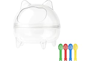 YREYBN Hamster Sand Bath Container, Hamster Sand Bath Set with 4 Sand Scoops, Transparent Hamster Toilet, for Pet Hygiene, Stress Relief Accessory for Hamsters and Rodents