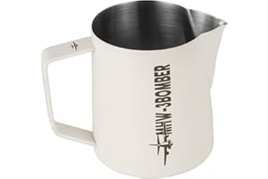 MHW-3BOMBER Espresso P5022W - Jarra de leche (650 ml, depósito de espuma de leche, acero inoxidable, vaporizador, espuma), color blanco