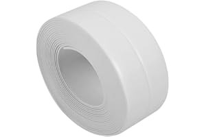 YOSOO Taśma uszczelniająca do ścian Taśma łącząca do cewki Łazienka Wanna zlewozmywakowa - Samoprzylepne, odporne na pleśnie szczeliwo Wykonane z białego PVC (38 mm * 3,2 M)