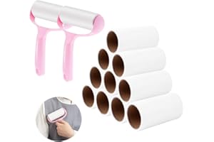Liuer 12PCS Rodillo de Pelusa Quitapelusas con Recambios Lint Roller Quitapelusas de Adhesivo Manual Removedor de Polvo pegajoso Recolector Pelo Cepillo Limpiador del Polvo para Ropa Caspa