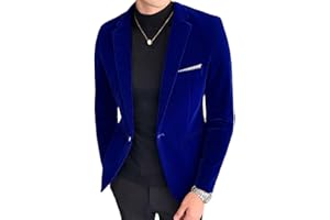 shownicer Blazer Homme Veste de Costume Slim Fit Un Bouton Veste Blazer en Velours Homme Elégant Formel Printemps Vêtements Mariage Business Soirée