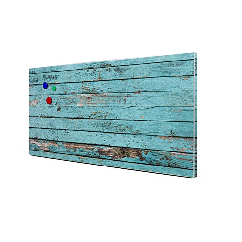 banjado – Design Magnetwand Memoboard 78x37cm Pinnwand Magnettafel mit Motiv Blaue Holzlatten - 4